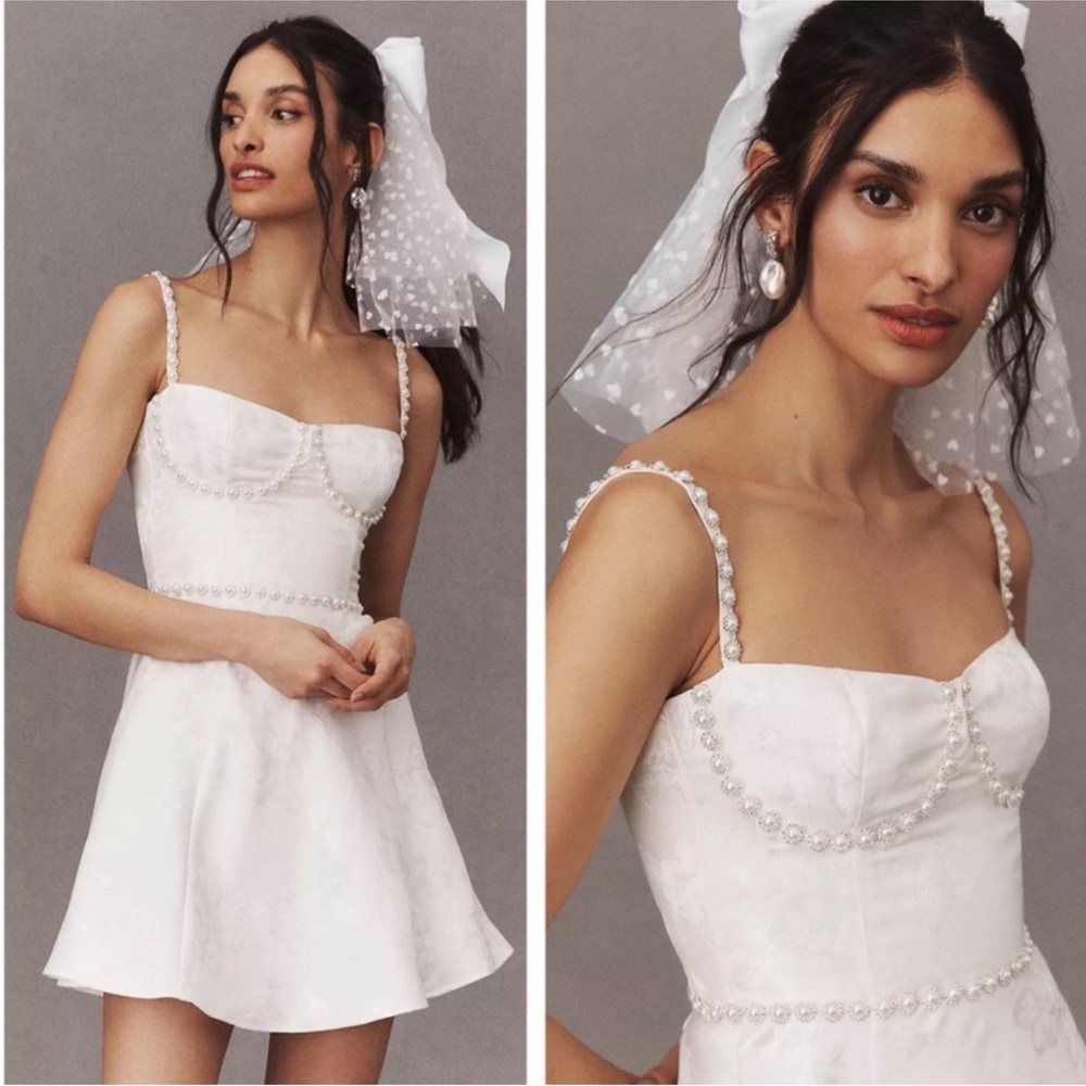 V. CHAPMAN Gianna Pearl Crystal Embellished Corset Mini Dress NEW Size 4